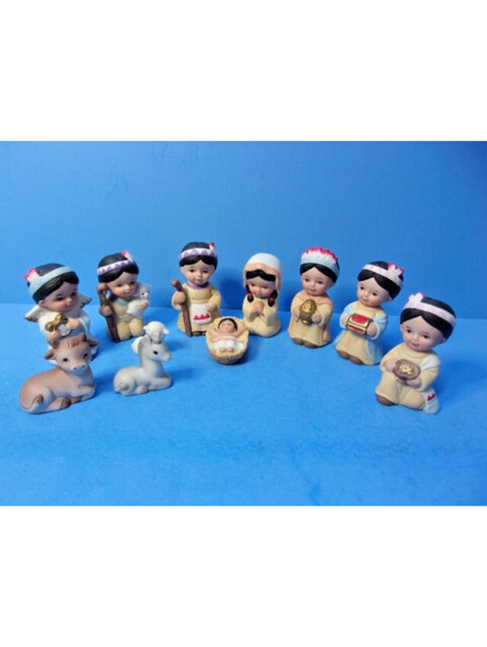 Native American Christmas Nativity Set Homco #5608 Porcelain Figures 11 Pieces